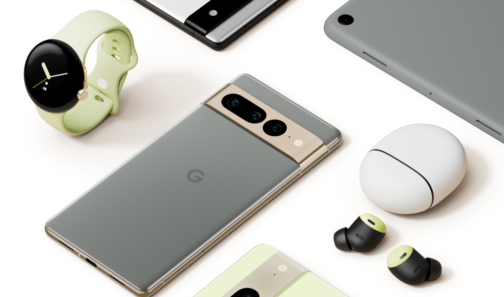 Les nouveautés Google : Pixel Watch, Pixel 6a, Pixel 7 et Pixel Tablet. © Google